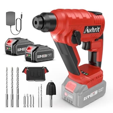 Avhrit Tassellatore a Batteria da 21V con Motore Senza Spazzole, Trapano a Percussione con 2 Batteries da 4,0Ah, Adattatore, Martello Perforatore 1,6J SDS Plus, Ideale per la casa e il fai da te