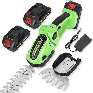 Tagliasiepi a Batteria, 2 in 1 Con Taglia Siepe Giardino a Batteria, Tagliasiepi Telescopico Elettrico da 2 Pcs 1500 mAh,Taglia Erba da Giardino Elettrico