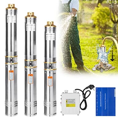 XMTECH Pompa per pozzi profondi, 1100 W, in acciaio inox, con cavo di collegamento da 20 m, pompa sommersa per fontane, pozzi, pozzi, cisterne, portata massima 4.000 l/h