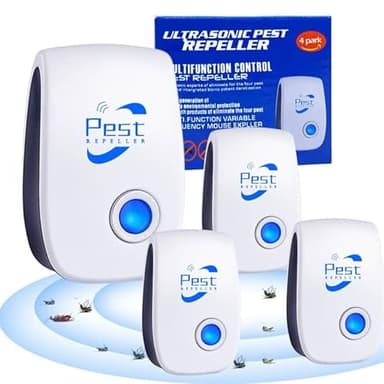 Repellente ad Ultrasuoni per Topi 4 Pack, Antizanzare Repellente Ultrasuoni, Repellente Ultrasuoni Anti Zanzare Elettrico Ultrasuoni Antizanzare per Anti Zanzare, Roditori, Ragni, Formiche