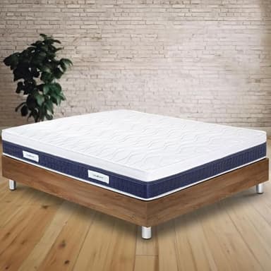 Ecoluna Materasso Matrimoniale 160x190 in Memory Foam e Molle Insacchettate per Letto Ortopedico Rigido Alto 21 cm a 9 Zone Differenziate Spedito Sottovuoto Antiacaro e Made in Italy (Maestrale)