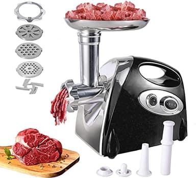 WUPYI2018 - Tritacarne elettrico, 2800 W, con insaccatrice e 3 piastre di macinatura, in acciaio inox