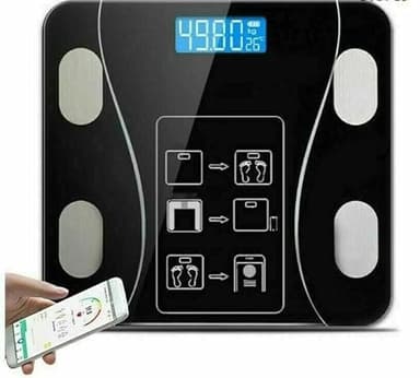 SQUADO Bilancia pesapersone smart digitale Impedenziometrica elettronica professionale per il Controllo del Peso e il Monitoraggio della Salute – misura massa magra e grassa, BMI - Bluetooth