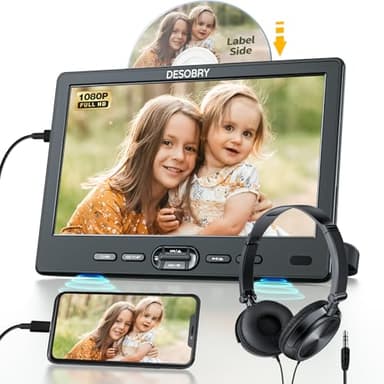 Lettore DVD per auto 10,5 pollici con ingresso HDMI e cuffie, sedile posteriore del monitor TV dell'automobile per i bambini, slot in tipo disco Ultima memoria USB AV In/Out 12V