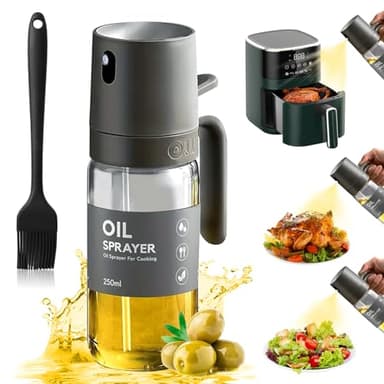 Fuwnvuwn Spruzzatore Olio, Spruzzino Olio per Friggitrice ad Aria 250ml, Olio Spray per Friggitrice Ad Aria, Nebulizzatore Olio, Spray Olio Cucina per Grigliare, Cuocere al forno, Insalata