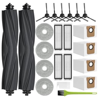 RUKHOOL Ricambi per Dreame L20 Ultra Complete Accessori L20 Ultra Ricambio Kit 4 Sacchetti di Polvere 4 Panni Mop 2 Spazzola Principale 4 Filtri Antipolvere 4 Laterali