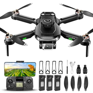 HYTOBP S165 MAX Drone con Telecamera Professionale 1080P, Quadricottero FPV Drone per Principiant con Trasmissione 5G, Regolabile a 90° Motorizzata, Meno di 249 g, 3 Batterie