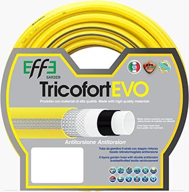 EFFE Tubo da Giardino antitorsione Professionale 5/8 Pollici, mt 15 di Tubo da Giardino 6 Strati, Tubo per Irrigazione da Giardino, Made in Italy