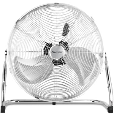 Pro Breeze Ventilatore da Pavimento 50cm, con Finiture cromate, 3 Velocità e Testa Regolabile. 120W di potenza
