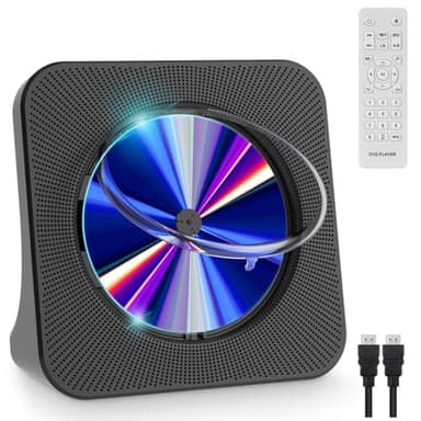 Gueray Lettore DVD per TV Lettore DVD/CD da Tavolo per la Casa con Altoparlanti Bluetooth Display Sveglia Radio FM con Lettore CD Riproduzione di Schede USB Include Telecomando, HDMI Cavo