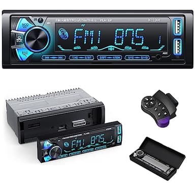 RDS Autoradio Bluetooth con Estraibile Frontalino, Wistrue1 DIN Stereo Auto Bluetooth con Telecomando, 4x65W Autoradio AM/FM con Lettore MP3 e due porte USB Supporta AUX/SD/iOS/Android（multicolore）