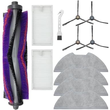 DianSung Kit accessori per Eureka NERE10s E10S,​​​​per Obode A8 A8 Plus,per Midea M9 aspirapolvere robot parti di ricambio, ​​1 spazzola principale, 4 spazzole laterali, 2 filtri Hepa, 4 panni