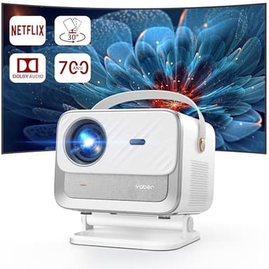 Proiettore 4K【Netflix Ufficiale/Dolby Audio】700 ANSI Proiettore Portatile 1080P Videoproiettore Nativo Full HD,Autofocus/Keystone YABER V12 Proiettore WiFi6 Bluetooth 5.2,50% Zoom Home Cinema