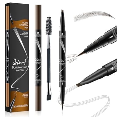 Matita Sopracciglia Microblading, Penna Eyeliner e sopracciglia 2 in 1, Matita Sopracciglia Waterproof, Marrone scuro Matita Per Sopracciglia A Doppia Estremità, Di lunga durata