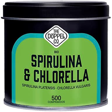 Spirulina e Clorella Biologiche - 500 Compresse - 1500 mg per Dose - Alghe Spirulina e Clorella Biologiche -Senza Additivi - Effetto Sazietà - Disintossicazione - Proteine Vegano Bio - Senza Plastica