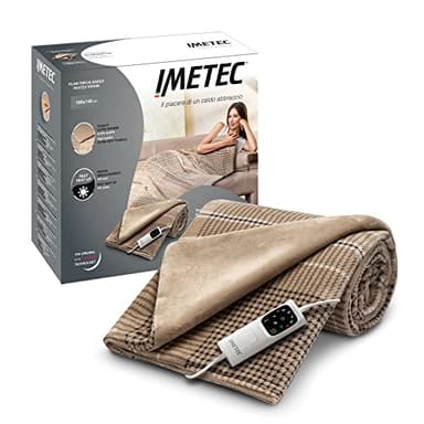 Imetec CaldoPlaid Elegance, Plaid Riscaldabile, Morbida Coperta Elettrica, 180x140 cm, Tessuto Double Face, Risparmio Energetico, Tecnologia Adapto, Rapido Riscaldamento, 6 Temperature, Lavabile