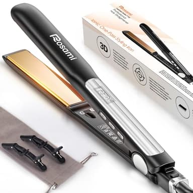 Rosami Piastra per capelli 2 in 1, piastra ionica al titanio per una lucentezza brillante, riscaldamento rapido 20S, display LCD trasparente - perfetta per lisciare, arricciare e ondulare i capelli