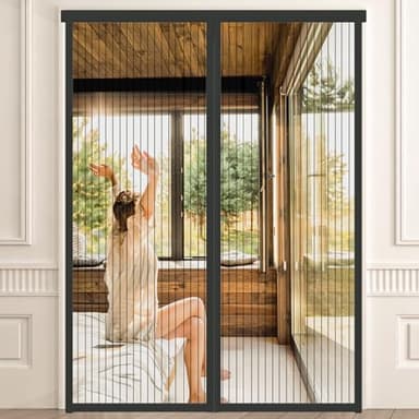 BukyTom Zanzariera Magnetica Porta 140x240 - Nera Tenda Zanzariere Magnetiche per Porta Balcone - Magnete Zanzariera con Calamite - Magnetic Screen Door - Rete Fine Magneti Anti Zanzare