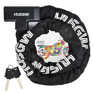 Husgw 120CM * 8MM Lucchetto Bici Catena, Bicicletta, Antifurto di Blocco Alta Qualità per Motocicli, Nero