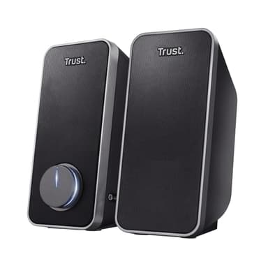 Trust arys standard Casse PC 2.0 Set Altoparlanti Stereo, 28 W, Alimentazione USB, Jack AUX 3.5 mm, Casse per PC Fisso, Altoparlante per Computer, Portatile, Tablet, Smartphone - Nero