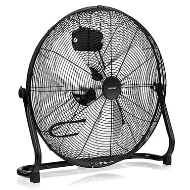 COSTWAY Ventilatore da Terra 50 cm, Ventilare Industriale a 3 Velocità Inclinazione di 145° e Pale in Metallo, Ventilatore da Pavimento per Magazzino Cantina Garage Palestra, Nero (Stile 3)