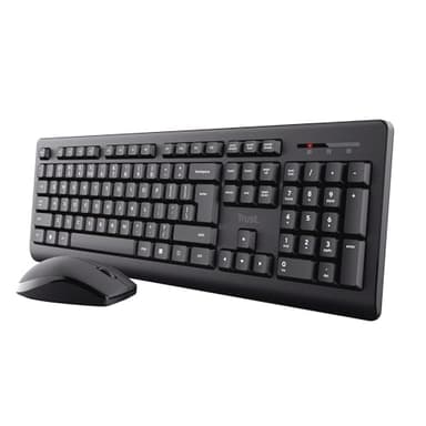 Trust Primo Set Tastiera e Mouse Wireless Italiano QWERTY, Tasti a Profilo Ribassato, Unico Ricevitore USB, Resistente agli Sversamenti, Mouse Ambidestro, Kit Senza Fili PC Laptop Mac Windows - Nero