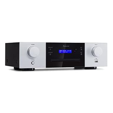Auna CD-1000 DG - Lettore CD hifi, USB, MP3, telecomando, lettore CD con display LED, ricevitore CD in alluminio, nero-bianco
