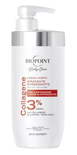 Biopoint - Crema Corpo Idratazione Rassodante, Azione Elasticizzante per tutti i tipi di Pelle, con 3% di Collagene, Dona Luminosità, Morbidezza e Idratazione fino a 72h, 500 ml