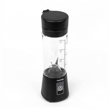 Huslog Frullatore Portatile 470ml, Mini Blender Senza Fili 180W, 6 Lame in Acciaio Inox, USB-C/USB-A, Compatto con Manico, Ideale per Smoothie, Frullati e Protein Shake, Nero