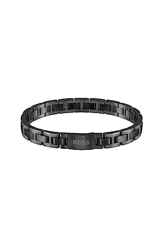BOSS Jewelry Braccialetto a maglie da uomo Collezione METAL LINK ESSENTIALS in acciaio inossidabile, Nero