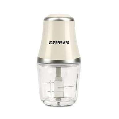 G3 Ferrari G20163 Tritatutto Vetromix, 500W, Bicchiere in Vetro, 500 ml, Funzionamento Pulse, Silenzioso, Lame INOX, Trita Carne, Verdure, Frutta, Bianco