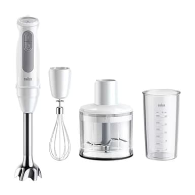 Braun MultiQuick 5 MQ50.236M, Minipimer con Tecnologia PowerBell Plus, 21 Velocità+Turbo, Sistema EasyClick per Accessori, Tritatutto 500ml, Frusta in Acciaio Inox e Bicchiere 600ml, 1000W, Bianco
