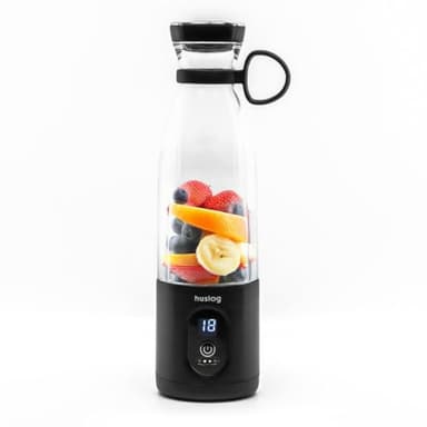 Huslog Frullatore Portatile 580ml, Mini Blender Senza Fili 315W, 6 Lame in Acciaio Inox, USB-C/USB-A, Compatto con Manico, Ideale per Smoothie, Frullati e Protein Shake, Nero