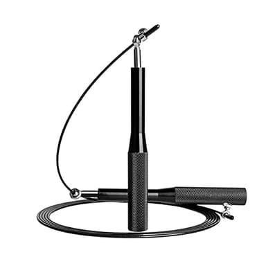 EasyULT Corda per Saltare Professionale in Alluminio, Speed Jump Rope con Cuscinetti a Sfera, Regolatore per Uomo e Donna Speed Corda per Fitness, Perdita di Peso, Boxe, Lunghezza Regolabile(Nero)