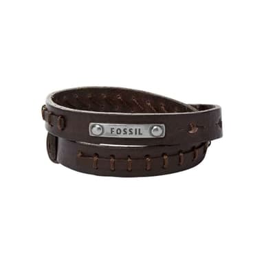 Fossil Bracciale Da Uomo Vintage Casual, Doppio Avvolgimento Lunghezza Totale: 480 mm Bracciale In Pelle Marrone, JF87354040