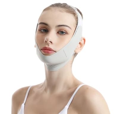 CISKHQR Doppio Mento Maschera Viso Snellente,Maschere Riutilizzabili a V,Fascia per il lifting del viso per il dimagrimento,per il viso Per Facciale a forma di V per viso rassodante anti-rughe