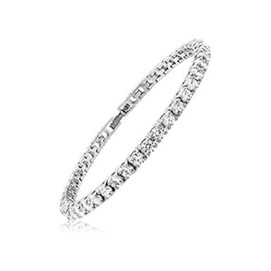 Light-Jewelry Bracciale Tennis Uomo Donna con Zirconi, Placcato Oro Bianco 18k, Design di Alta Qualità Fatto a Mano, adatta per ogni evento