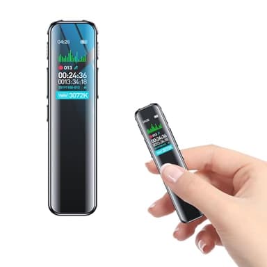 Registratore Vocale, Memoria da 64 GB, Ricaricabile Tramite USB, con Controllo Vocale, con Lettore MP3 per Registratore Audio del Corso, Conferenza e Intervista, Mini Registratore Vocale Spia