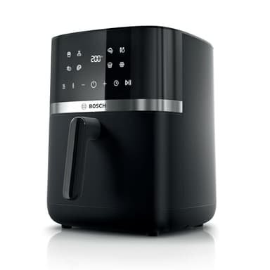 Bosch Serie 4 Friggitrice ad Aria MAF462B0, Air Fryer 6,1 L, 7 Programmi, Doppia Resistenza, Funzioni Defrost e Mantenimento in Caldo, Touchscreen, Cottura fino al 60%* Più Veloce, Nero