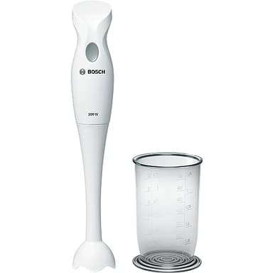 Bosch Frullatore a Immersione MSM6B150, 300W, Impugnatura ergonomica, Facile da usare, Lama Acciaio Inox, Piede frullatore Removibile Lavabile in Lavastoviglie, Bicchiere graduato Incluso, Bianco