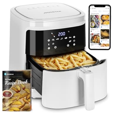 Aigostar Friggitrice ad Aria 7L Smart 1900W - WiFi/App con Ricette, 7 Programmi, Schermo LED Touch, Circolazione Aria 360°, Cottura Senza Olio, Cestello Rimovibile Lavabile in Lavastoviglie, bianco