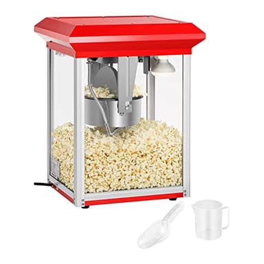 Royal Catering Macchina per Popcorn Professionale (1300 W, ca. 3 kg/h, Rivestimento antiaderente, 37,5 x 45,6 x 59 cm) Rossa Popcorn Maker