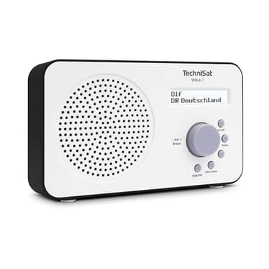 TechniSat VIOLA 2 - Radio DAB portatile (DAB+, VHF, Altoparlante, Ingresso per cuffie, Display a 2 righe, Pulsante di controllo, Compatta, 1 Watt RMS), Bianco/Nero