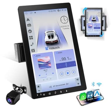 Haudio Autoradio Girevole a 360°, Stereo Bluetooth 1 DIN Carplay Wireless e Android Auto, Touchscreen IPS 10.1 Pollici Car Play con Mirror Link,Controllo vocale,RDS/FM/AM,Fotocamera Posteriore 720P