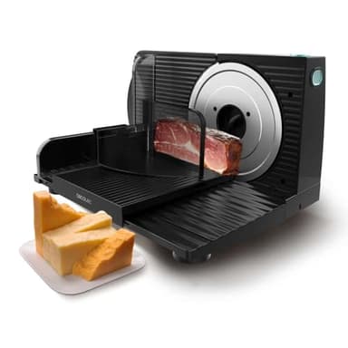 Cecotec Rock'nCut Shuriken 150 W, Lama rimovibile di 17 CM di diametro, Diversi alimenti, Regolazione graduale da 0 a 15 MM, QuickOut, Pieghevole, Corpo in plastica, Acciaio inox