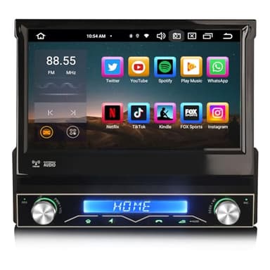 GONFEN 8-Core Android 14 Autoradio 1 Din GPS Navigatore con Schermo Motorizzato Wireless Carplay Android Auto Bluetooth WiFi DSP DAB+ RDS OBD2 TPMS 4GB RAM+64GB ROM