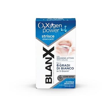 BlanX, 10 Strisce Sbiancanti Denti OX3, Ideali per lo Sbiancamento dei Denti, Denti Straordinariamente Bianchi in Soli 5 Giorni, Con Ossigeno Attivo Sbiancante Molecolare O3X