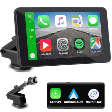 Carplay Display per Wireless CarPlay & Android Auto, 7 Pollici Car Play Schermo Macchina, Stereo Auto Bluetooth con Schermo, Portatile Navigatore con Mirror Link, GPS, Assistente Vocale, FM, AUX
