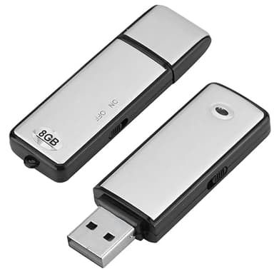 Registratore vocale digitale USB, mini registratore vocale spia da 8 GB, registratore vocale piccola spia USB per riunioni, interviste, conferenze, lezioni, con memoria per ore di registrazione.