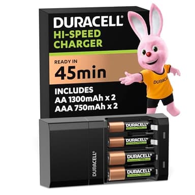 Duracell Caricabatterie Rapido 45 Minuti - Confezione da 1 | Caricatore Universale per Pile AA, AAA, Ricarica Veloce e Sicura